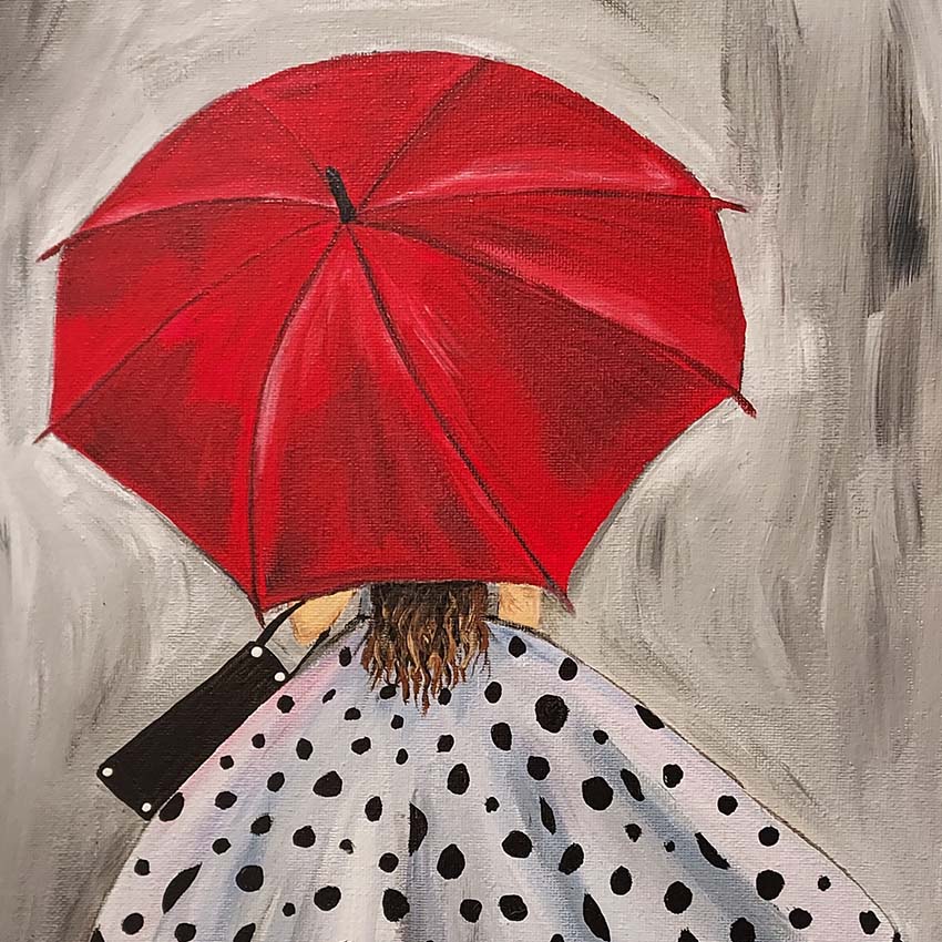 Custom Art | Lady under umbrella on canvas